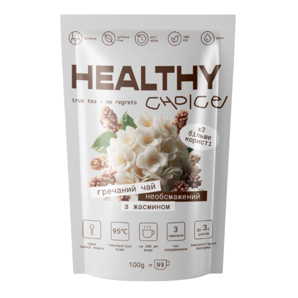 HEALTHY CHOICE Необсмажений гречаний чай з жасмином 100g HEALTHY CHOICE Необсмажений гречаний чай з жасмином 100g